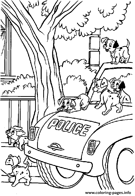 Dalmatians On Police Car C8a2 coloring