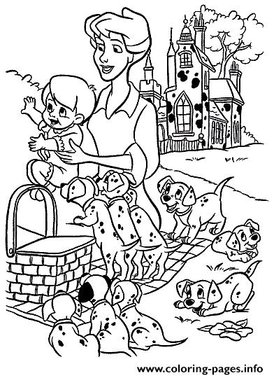 Anitas Kid Playing With Dalmatians 99d3 coloring