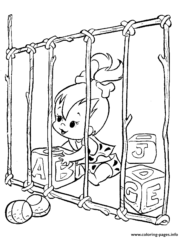 Pebbles In A Crib Flintstones 6095 coloring