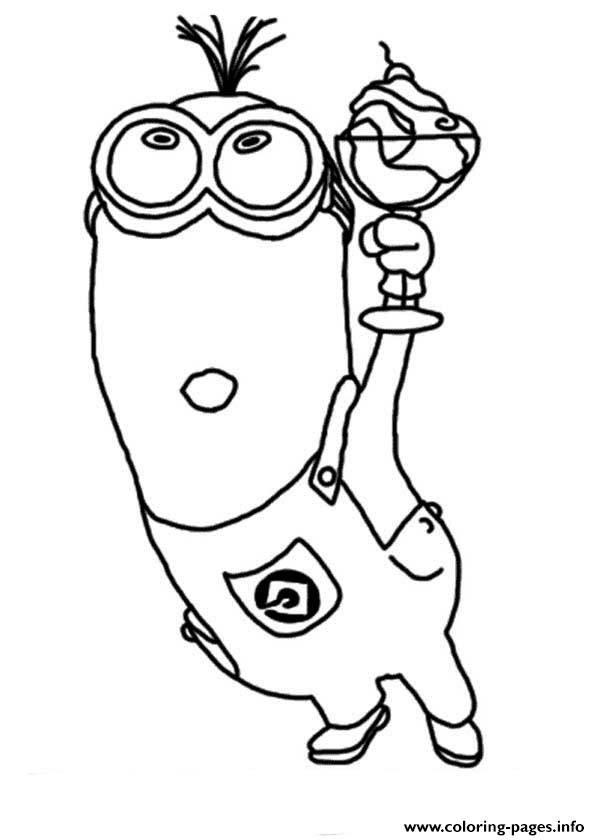 Tim The Minion And Ice Cream Coloring Page coloring