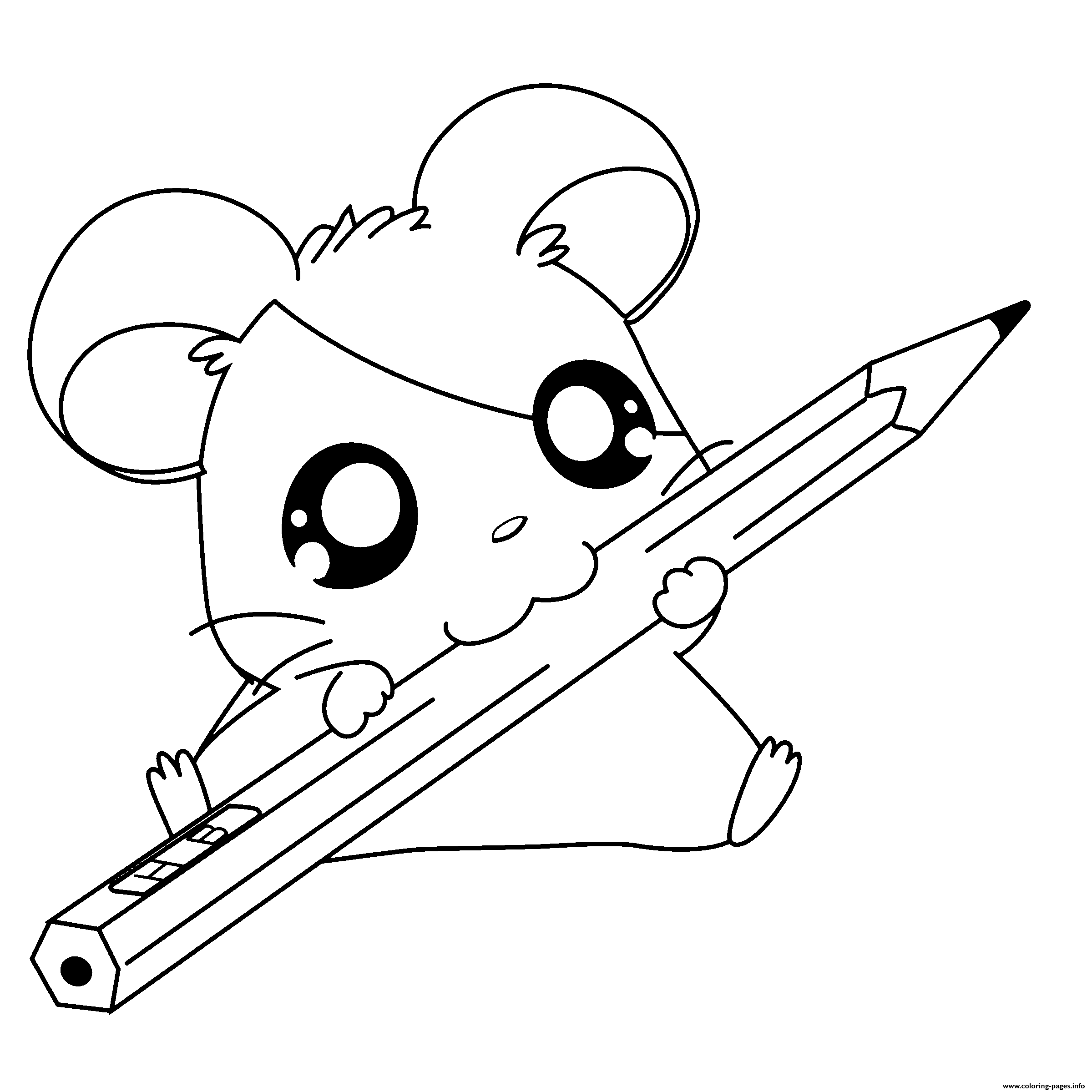 Cute Hamtaro With A Pencil 4c2c coloring