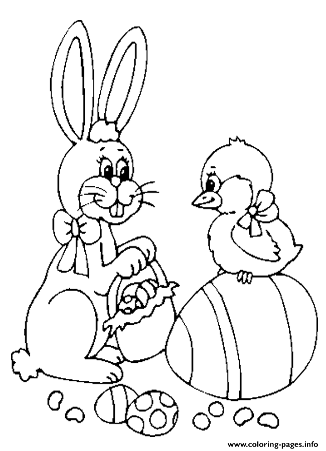 Free Easter S Bunny And Little Chicken8d48 coloring