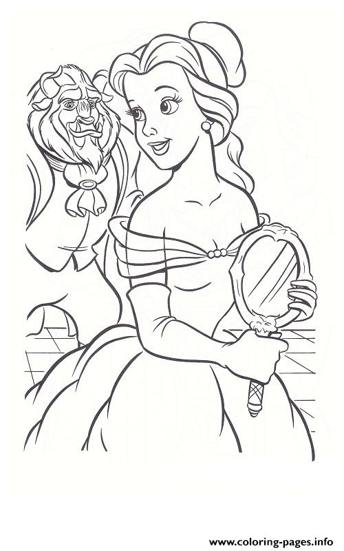 Belle Holding Magic Mirror Disney Princess C006 coloring