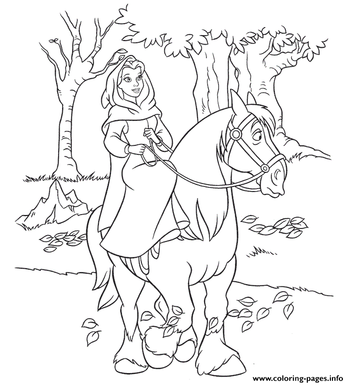 Belle Riding Her Horse Disney Princess 3547 coloring