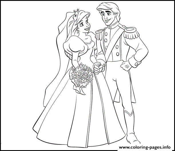 Eric And Aril In Weding Suits Disney Princess Sdfff coloring