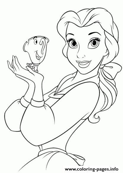 Belle Holding Chip Disney Princess 5740 coloring