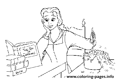 Belle Cooking While Reading Disney Princess E864 coloring