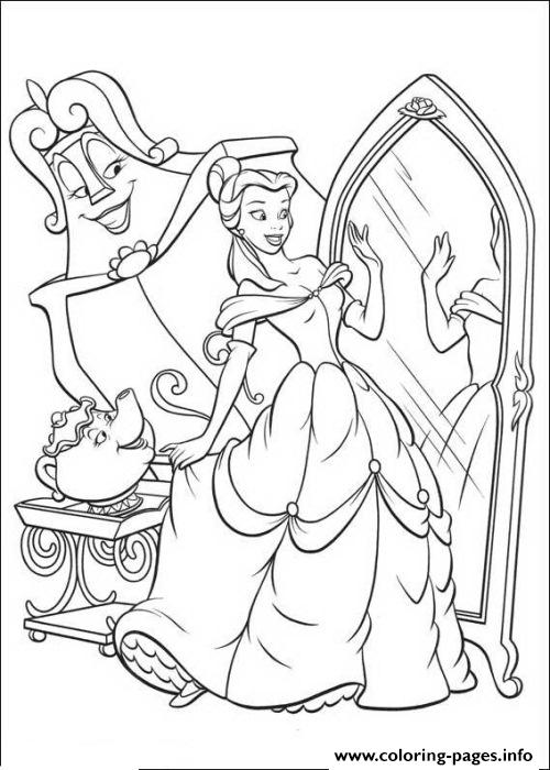 Belle Looking At The Mirror Disney Princess 7a62 coloring