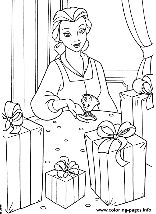 belle got lots of presents disney princess e93a coloring pages printable