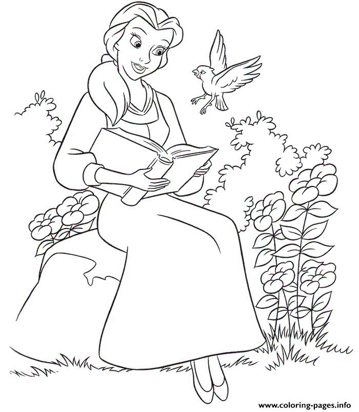 Belle Reading In Garden Disney Princess Dbf2 coloring