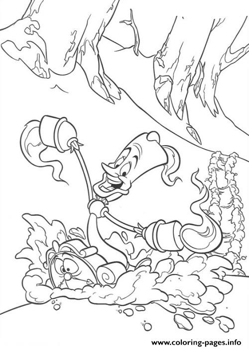 Lumiere Sledding With Mr Clock Disney Princess A5b3 coloring
