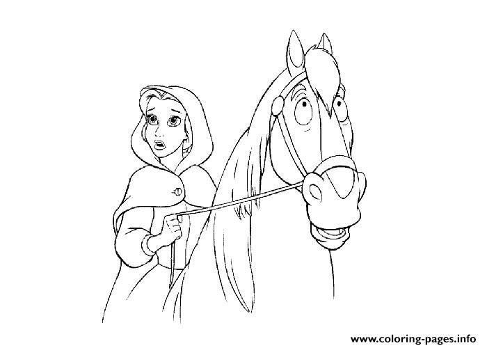 Belle On Her Horse Disney Princess 51b9 coloring