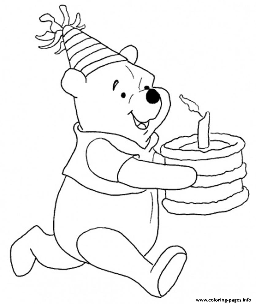 Winnie Bring The Cake Free Birthday Sb363 coloring