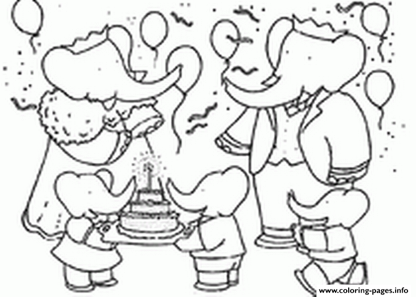 Babars Birthday Free Cartoon S3993 coloring