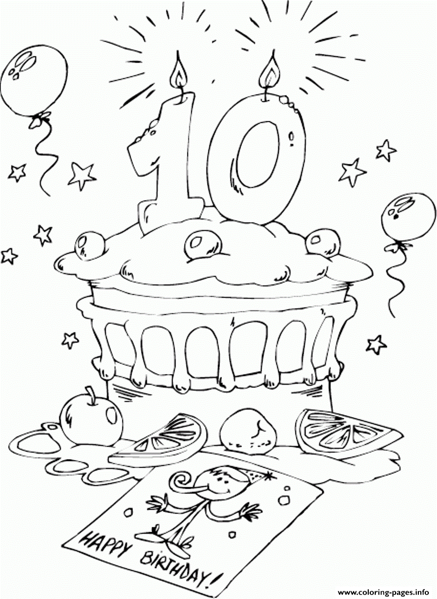 10 Birthday Cake F28e coloring