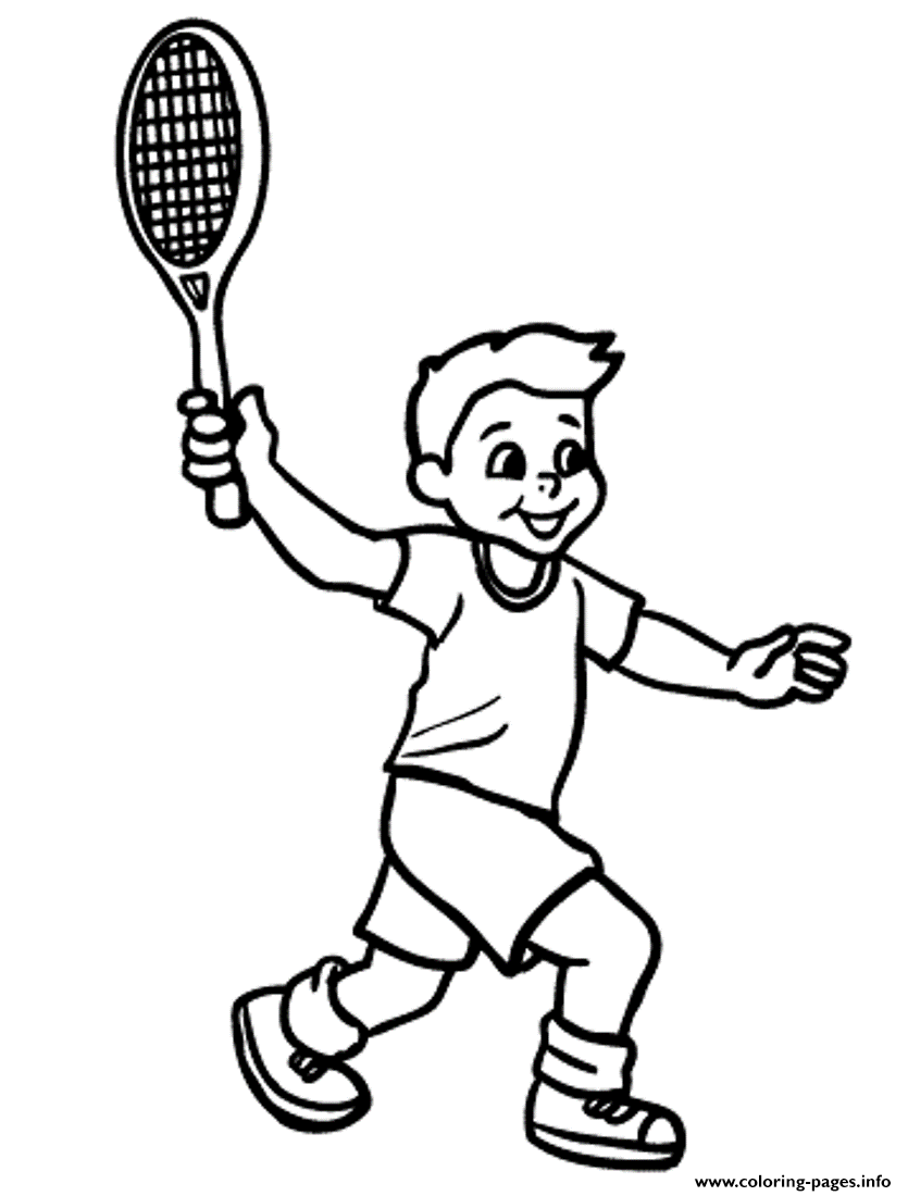 Boy Playing Tennis Sd762 coloring