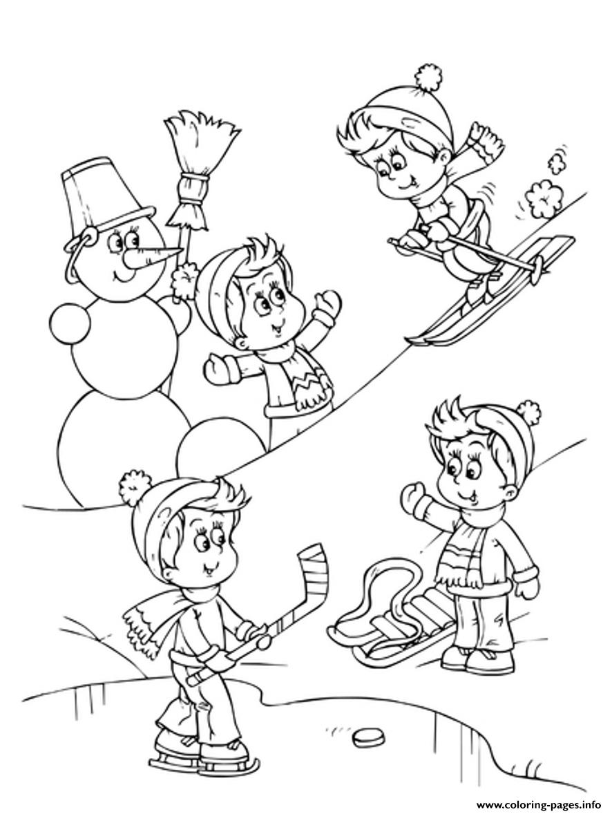 Playing Snow In The Winter S4e97 Coloring page Printable