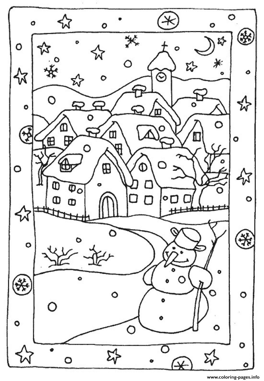 Free Winter S Snowy Houses5e56 coloring