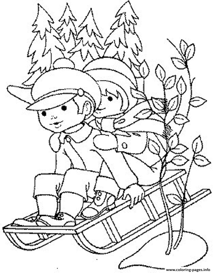 Kids S Winter Sleddingfe5c coloring