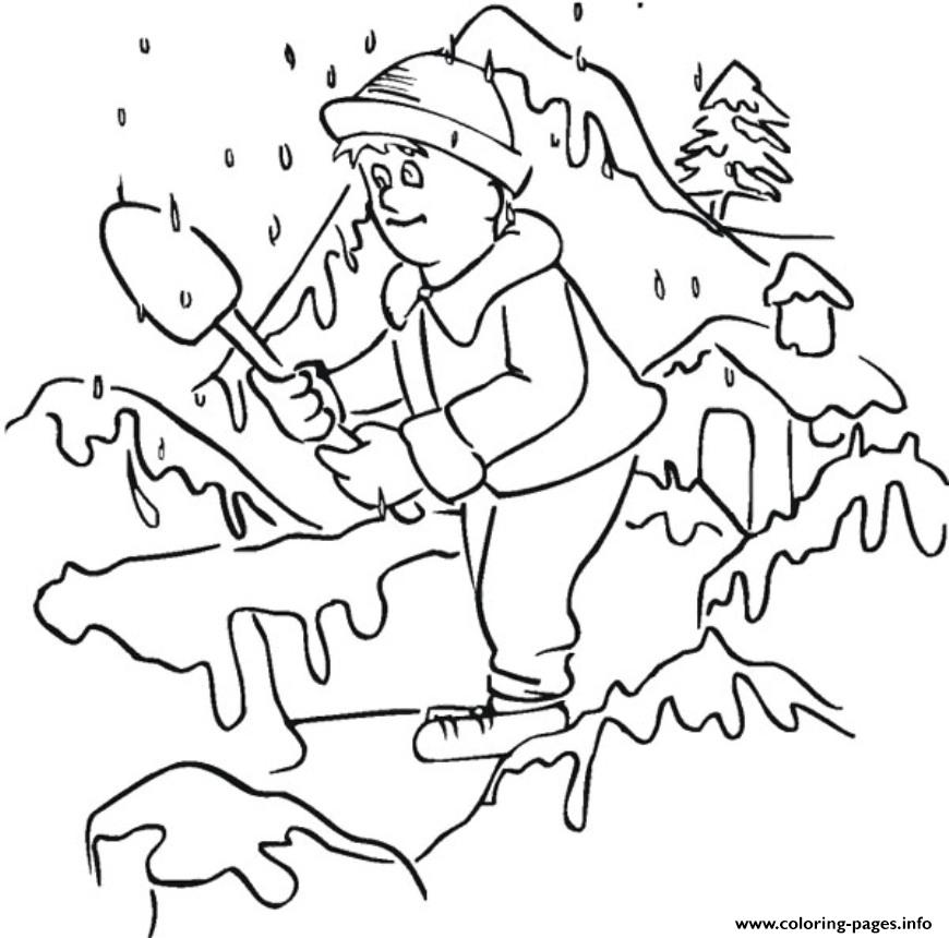 Boy Play Snow Winter S6870 coloring