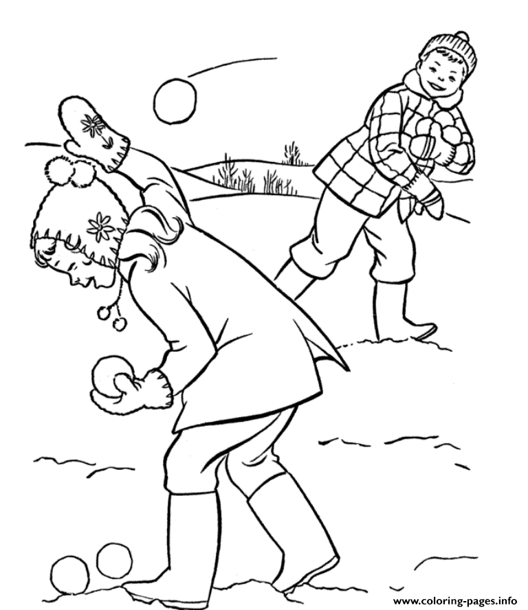 Winter Snowball Fightc399 Coloring page Printable