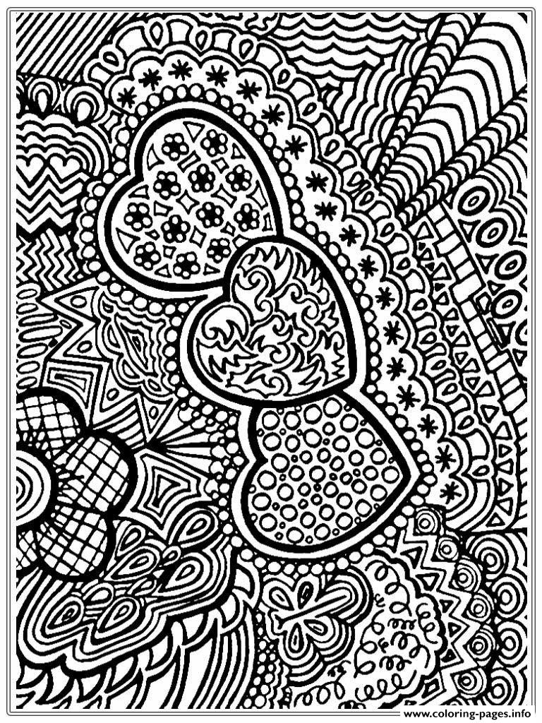 Flower And Heart Adult Free 20 Coloring page Printable