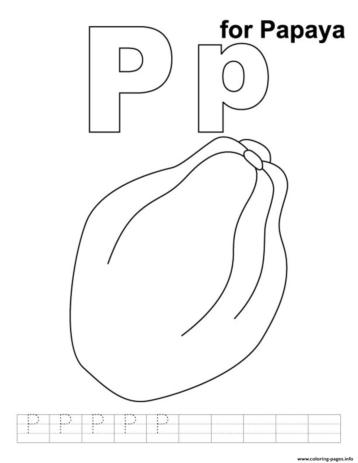 P For Papaya Fruit Sfeda coloring