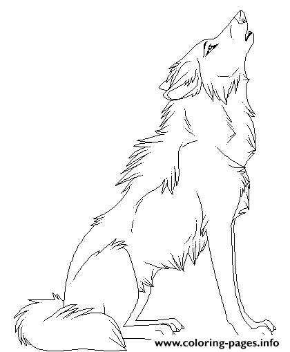 Cartoon Animal Howling Wolf Coloring Pages Printable