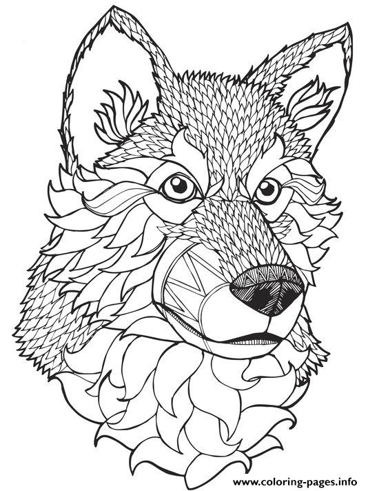 High Quality Wolf Mandala Adult coloring pages