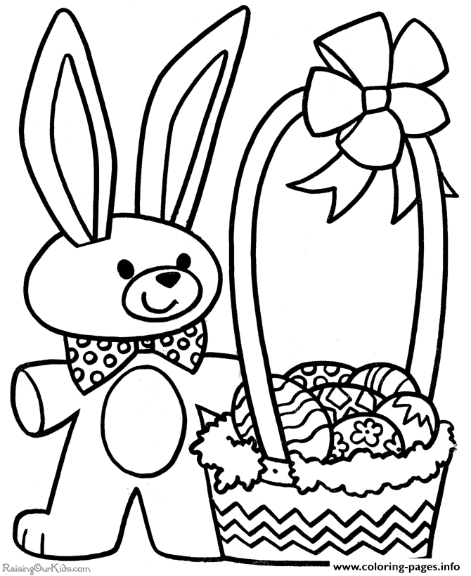 Easter Bunny Basket Coloring page Printable