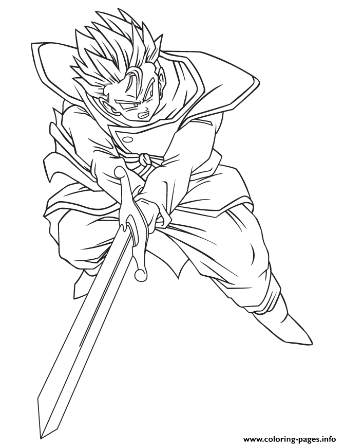 Dragon Ball Z Trunks Character Coloring Page coloring