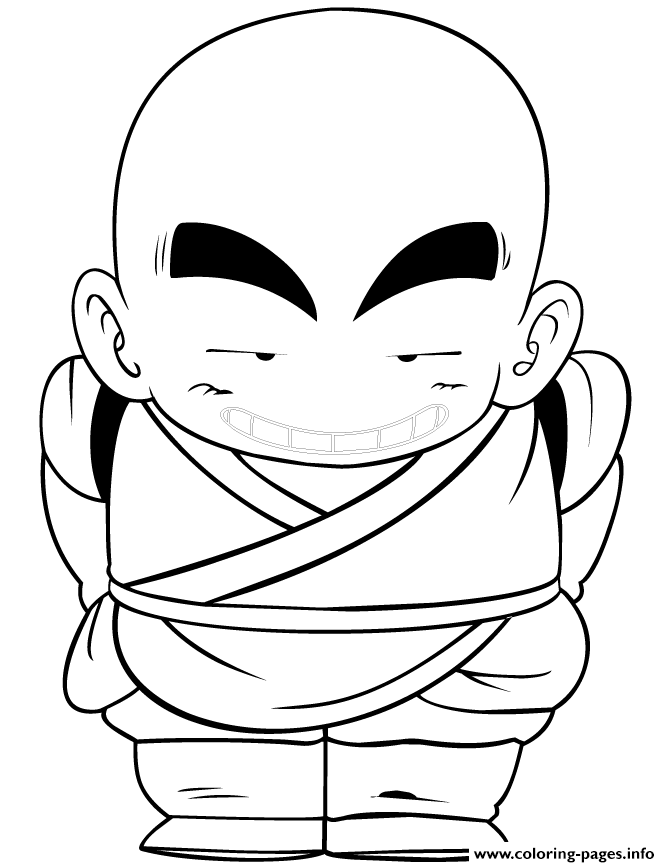 Funny Krillin Dragon Ball For Kids Coloring Page coloring