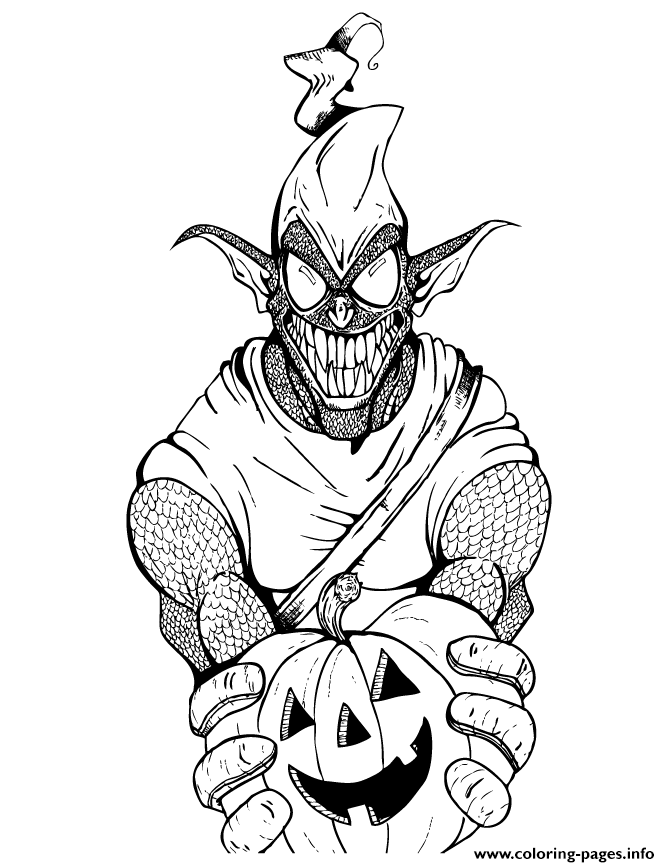 Green Goblin From Spider Man Cartoon Colouring Page coloring