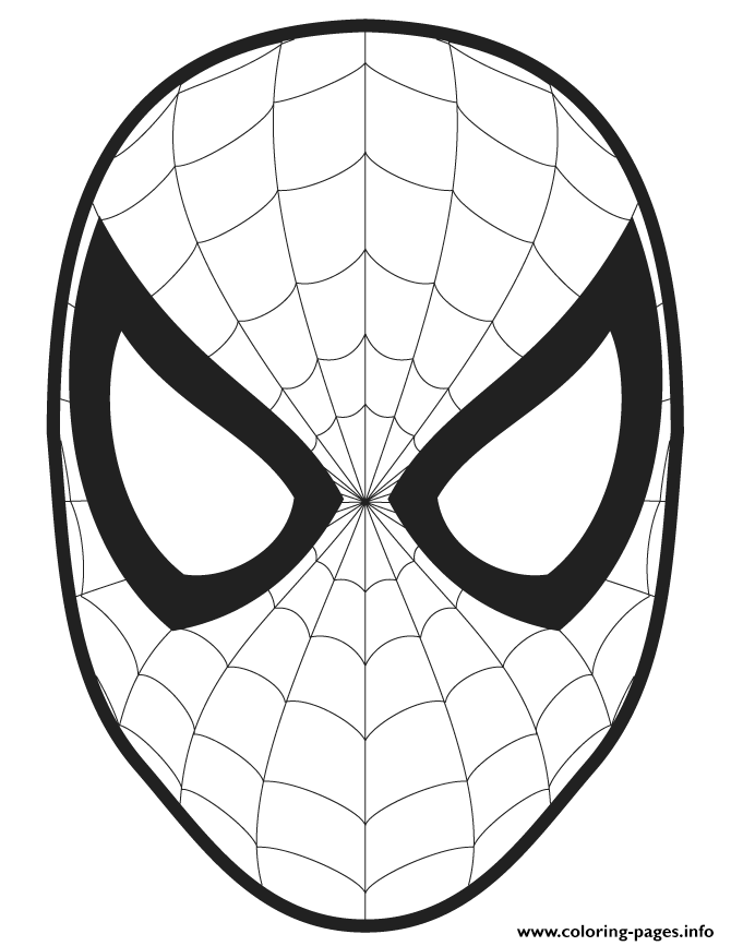 Spider Man Face Template Cut Out Colouring Page coloring
