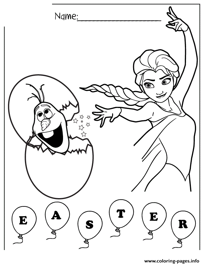 Disneys Frozen Theme Easter Colouring Page coloring