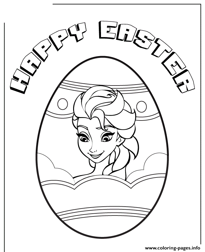 Elsa In Easter Egg Colouring Page coloring