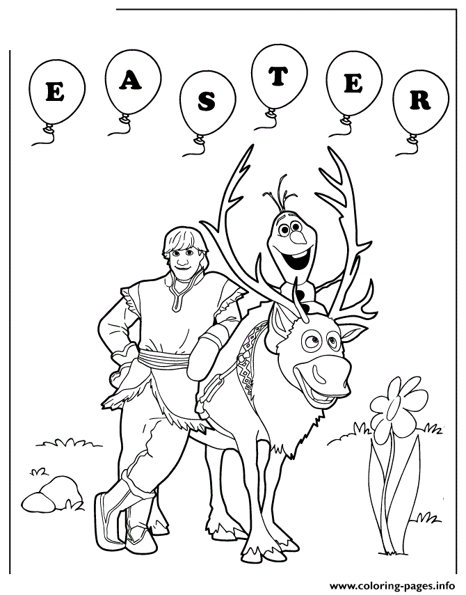 Frozen Sven Olaf And Kristoff Easter Colouring Page coloring