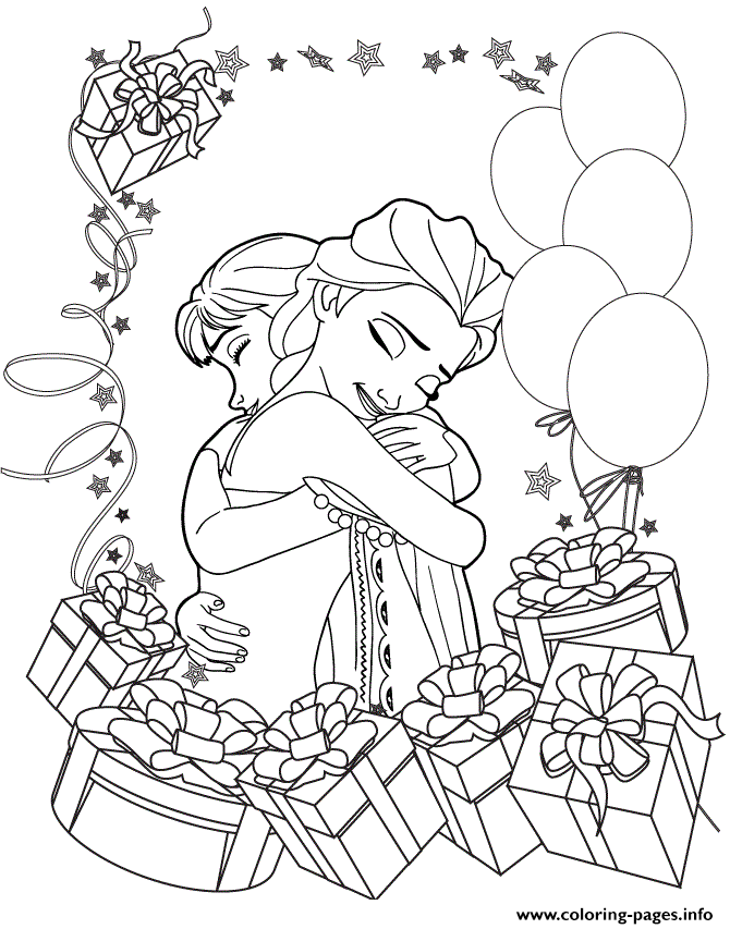 Frozen Sisters Colouring Page coloring