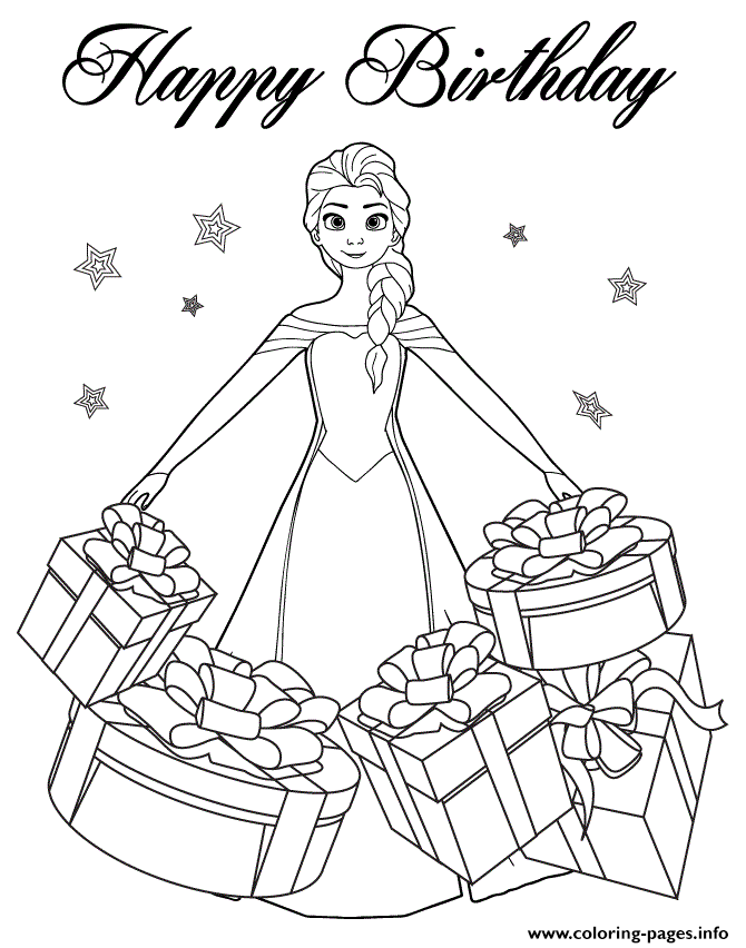 Beautiful Elsa Gifts Colouring Page coloring