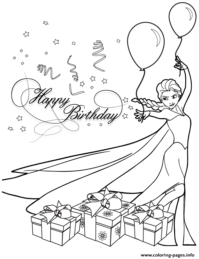 Elsa Birthday Party Colouring Page coloring