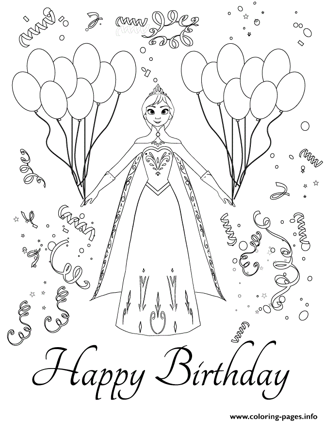 Disneys Frozen Anna Birthday Party Colouring Page Coloring page Printable