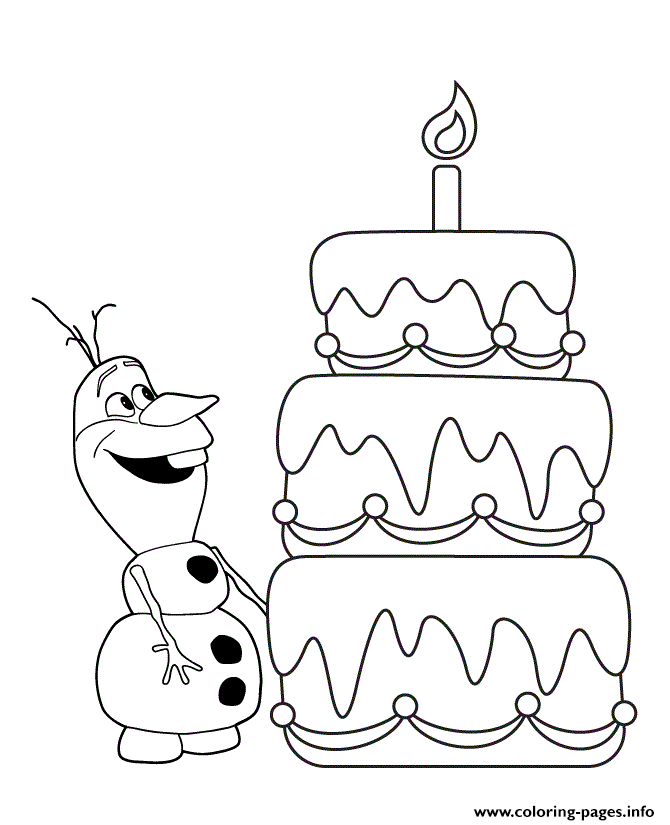 Hungry Olaf Three Layer Cake Colouring Page coloring