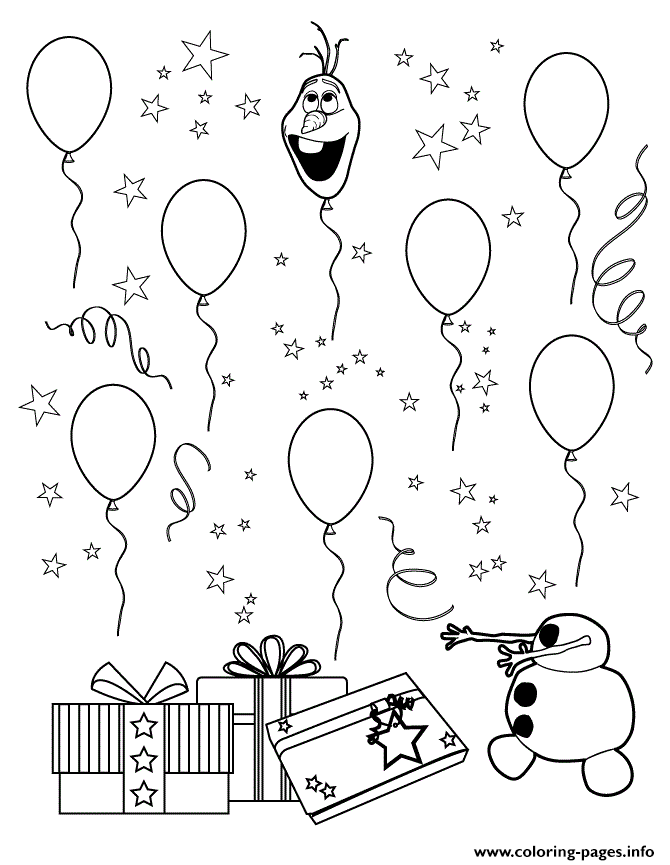 Olaf Head Is A Balloon Colouring Page coloring