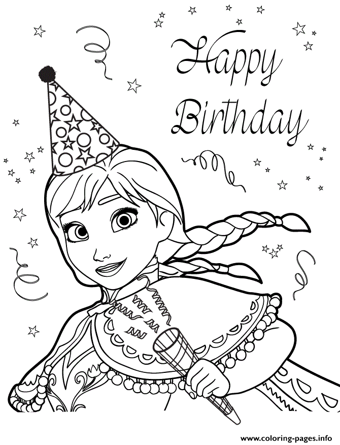 Anna Birthday Party Colouring Page coloring