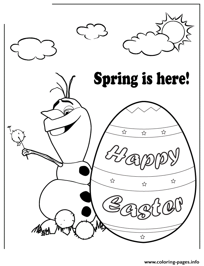 Disney Frozen Olaf Spring Easter Colouring Page coloring