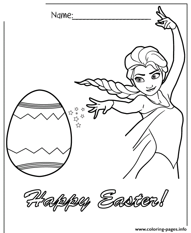 Easter Elsa Let It Go Colouring Page coloring
