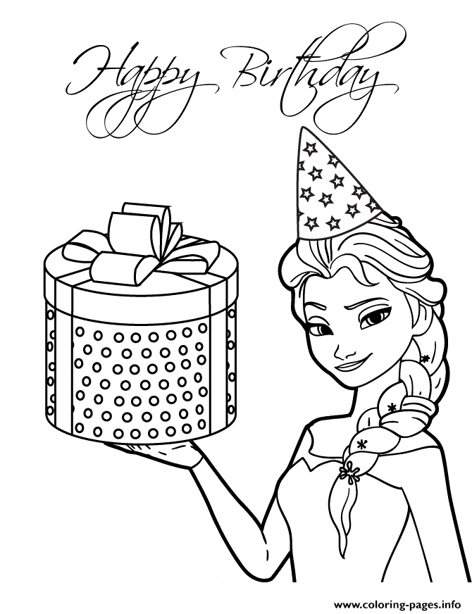 Elsa And Present Colouring Page coloring