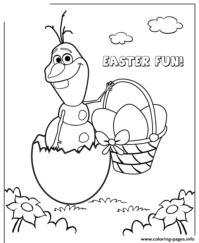 Frozen Character Olaf Hatching From Easter Egg Colouring Page coloring