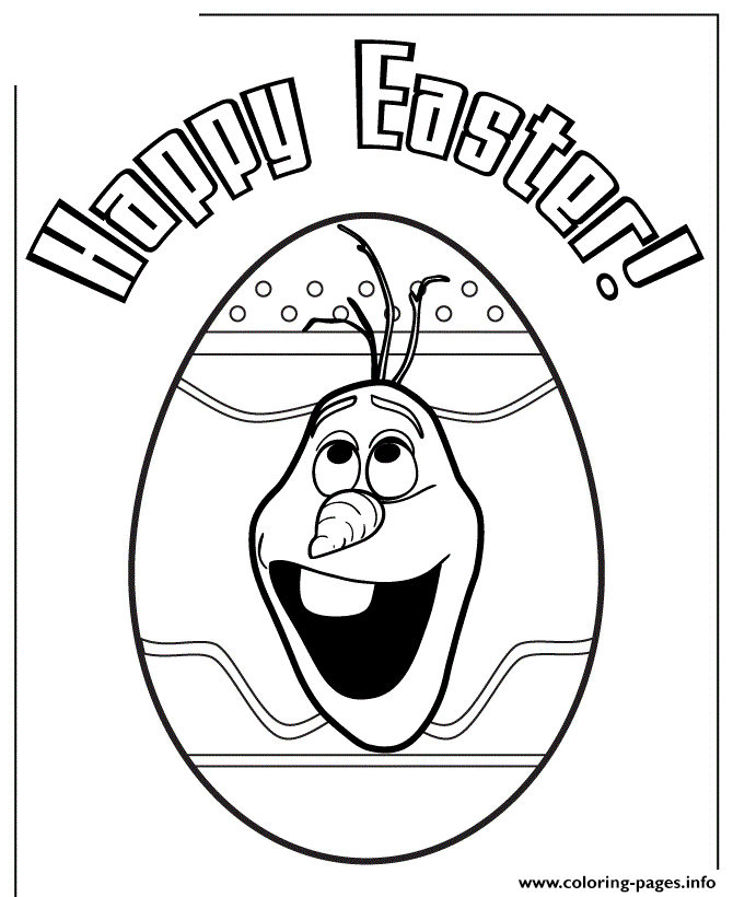 Olaf Head Inside Easter Egg Colouring Page coloring