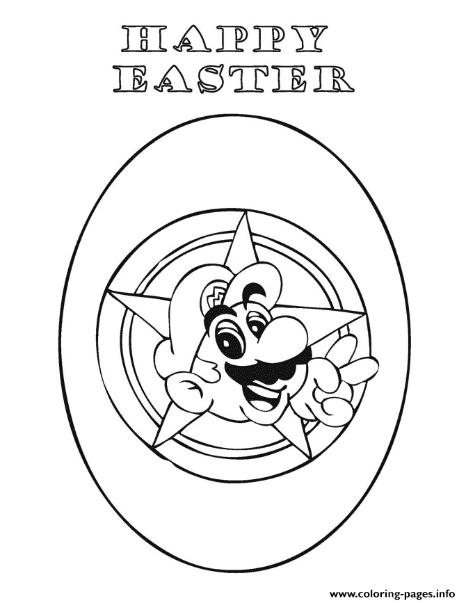 Happy Easter Mario coloring